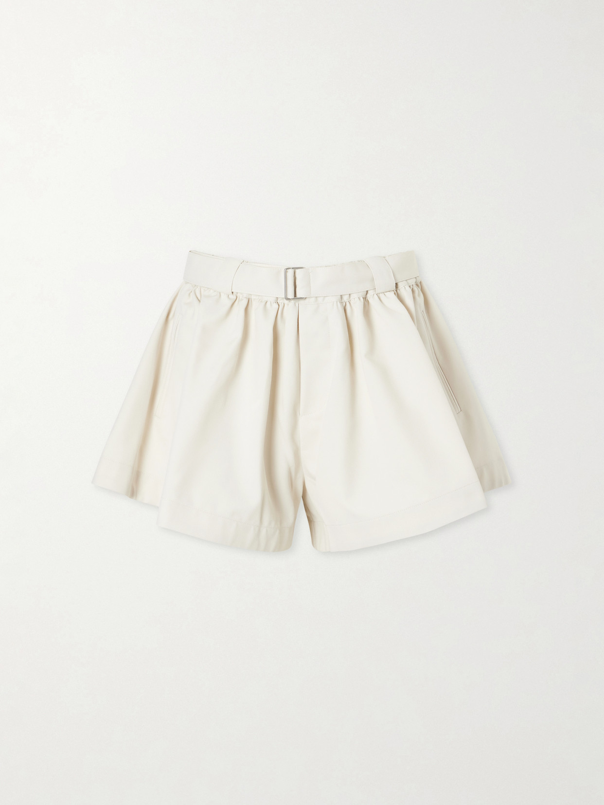 Sea Angelina Belted Pleated Woven Shorts In Neutral