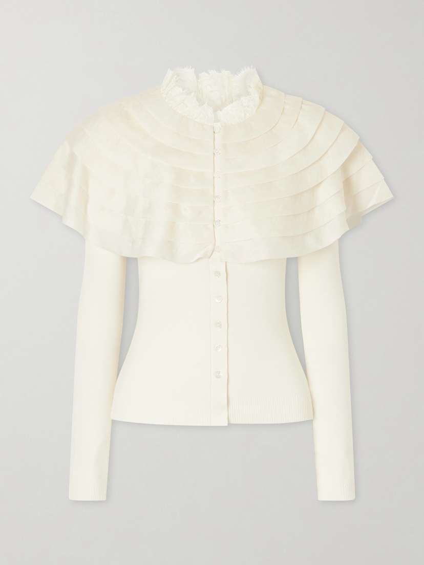 Sea Wanda Ruffled Lace And Brocade-trimmed Wool Cardigan | Thumbnail 5 Sea Wanda Ruffled Lace And Brocade-trimmed Wool Cardigan | Thumbnail 5
