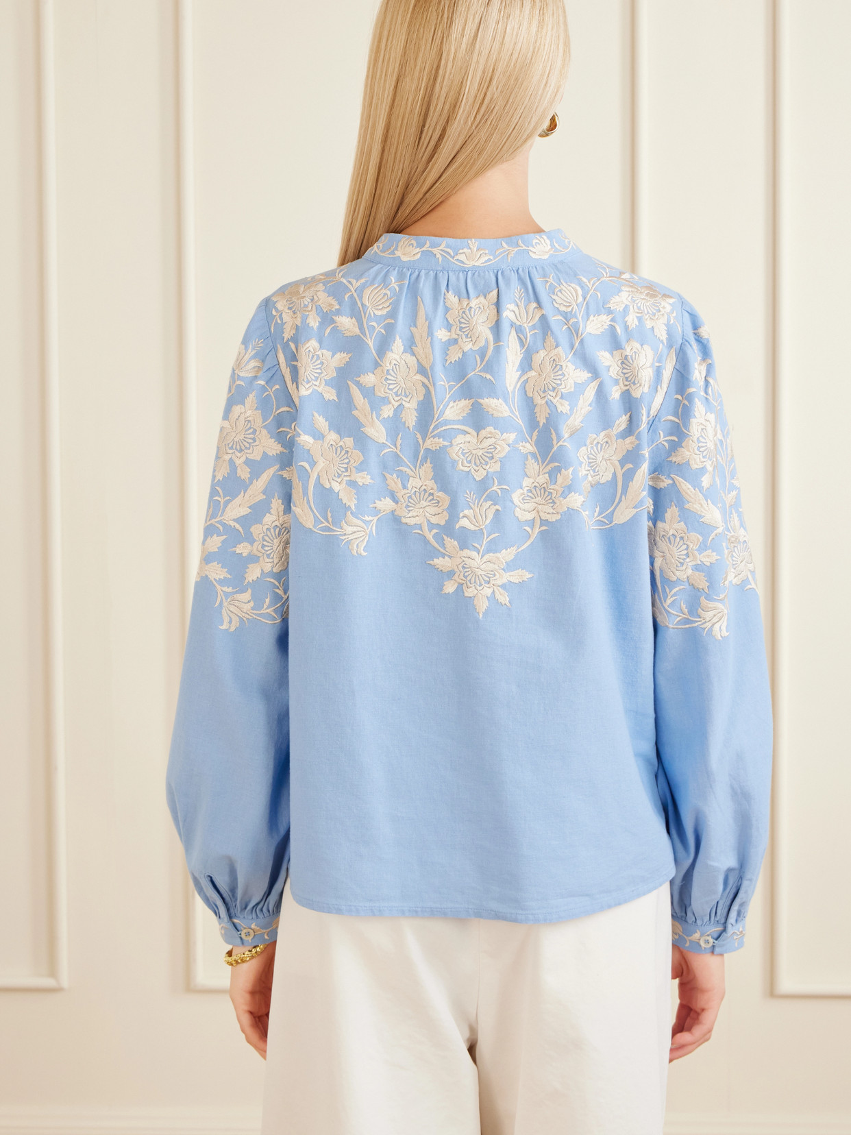 Alina Embroidered Cotton And Linen-Blend Blouse