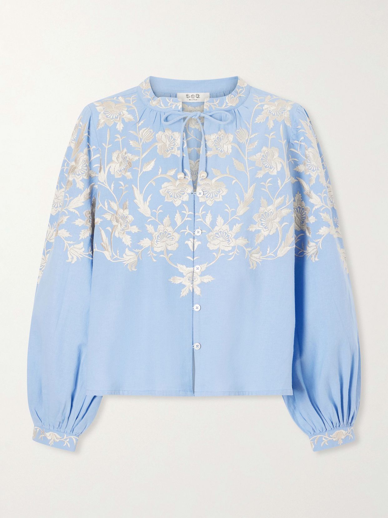 Alina Embroidered Cotton And Linen Blend Blouse