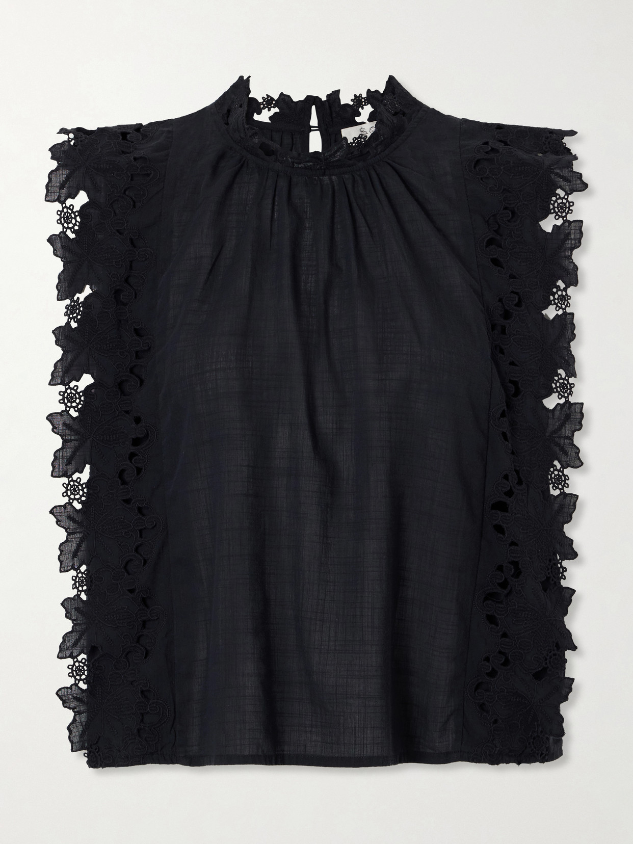 Sea Eleannora Lace-trimmed Cotton Tank In Black