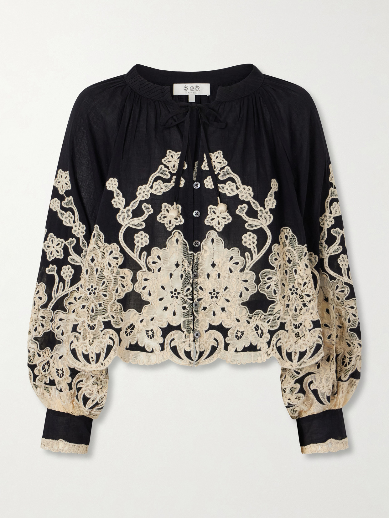 Sea Gracelyn Broderie-anglaise Cotton Blouse In Black