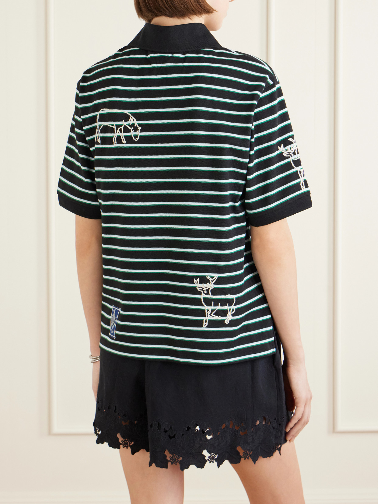 Winslow Appliquéd Embroidered Striped Cotton Polo