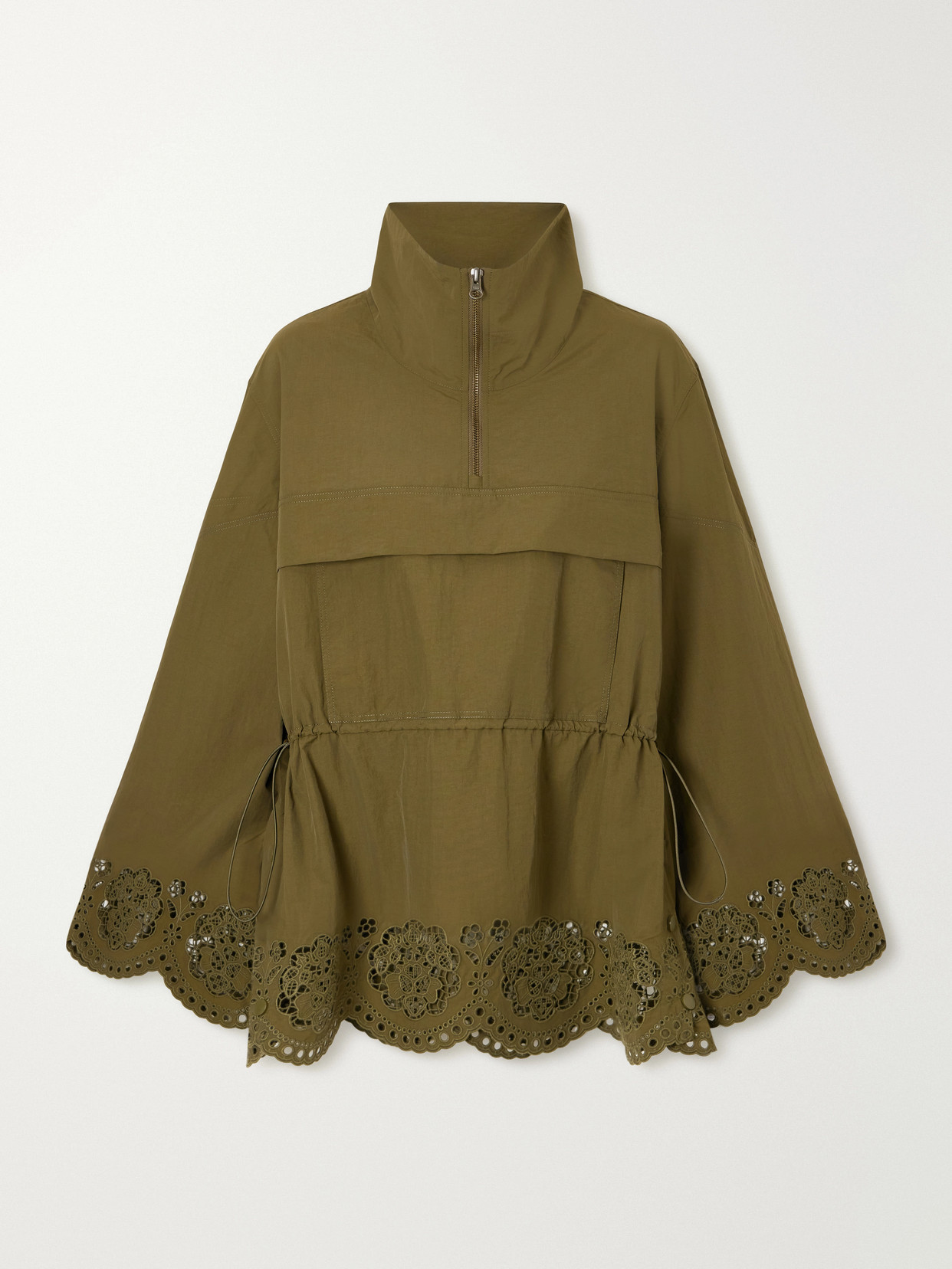 Sea Vittoria Broderie Anglaise-trimmed Shell Jacket In Green