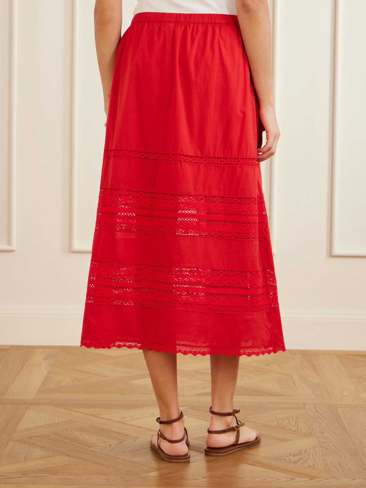 Pippa Lace-Trimmed Cotton Midi