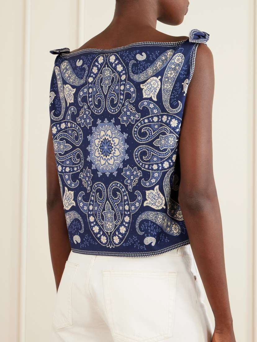 Sea Emilina Knotted Printed Linen And Cotton-blend Tank | Thumbnail 3