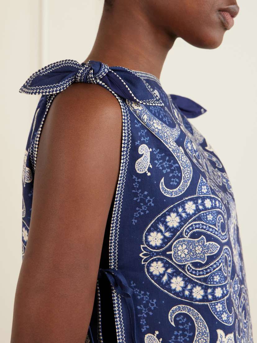 Sea Emilina Knotted Printed Linen And Cotton-blend Tank | Thumbnail 4