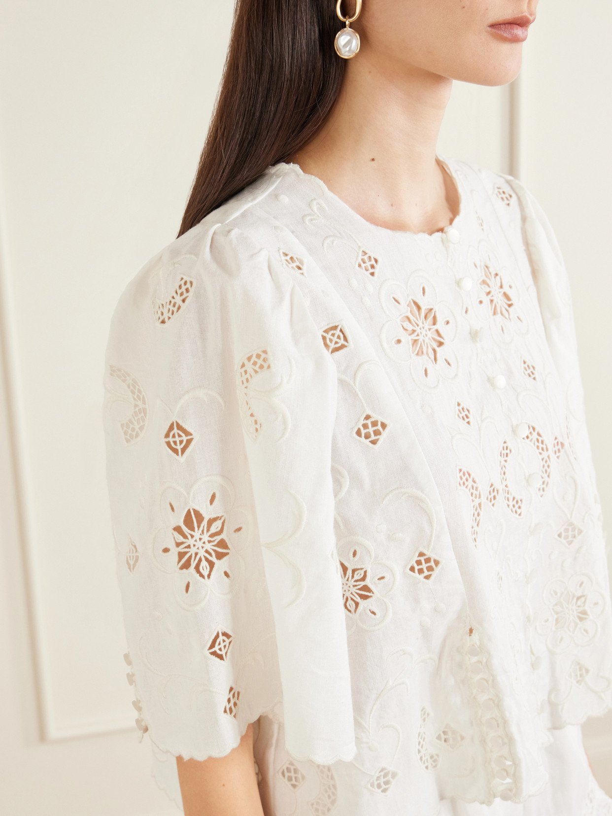Gardener Broderie Anglaise Cotton And Linen-Blend Blouse
