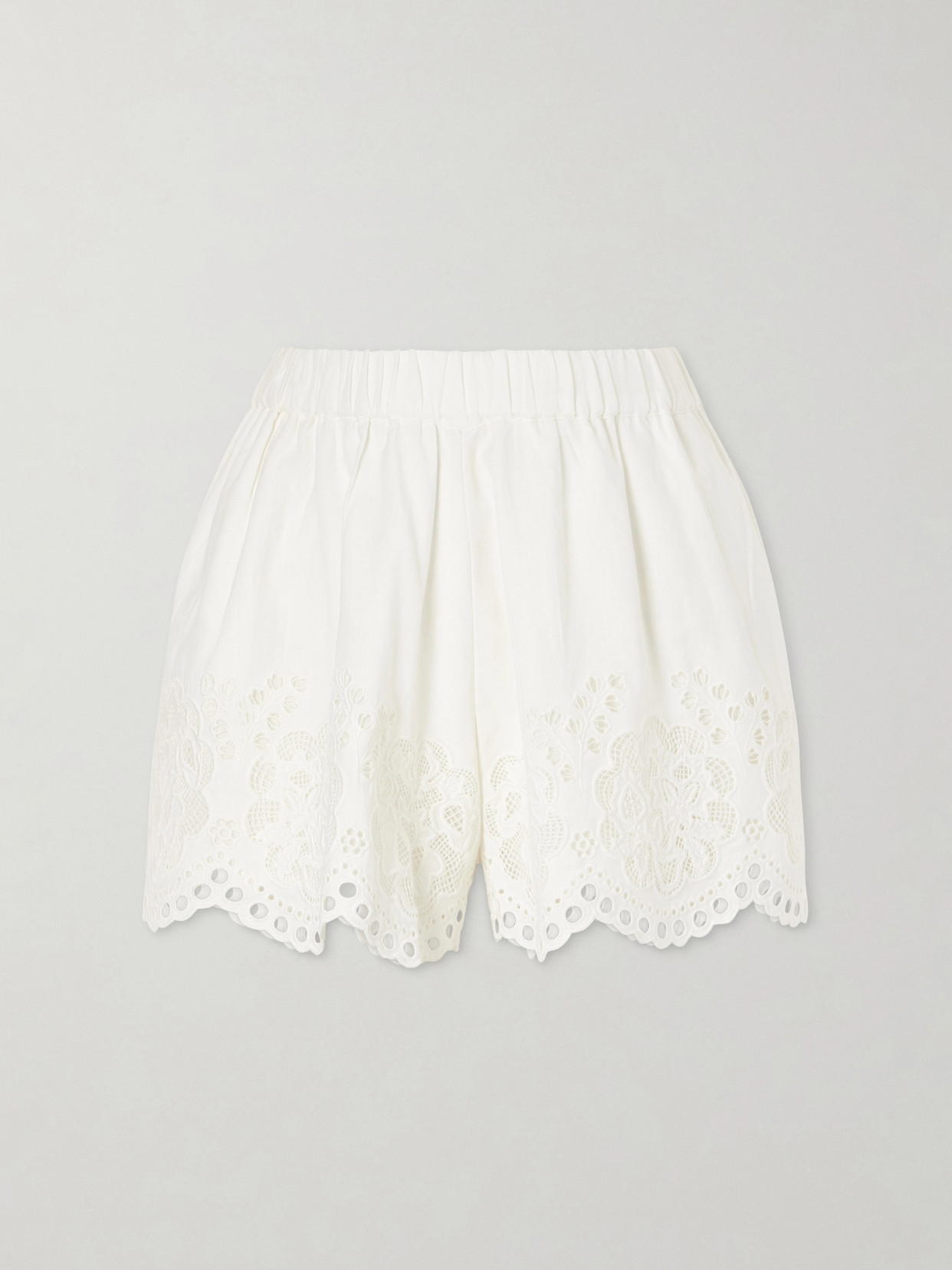 Sea - Gardener Embroidered Cotton And Linen-blend Shorts - White