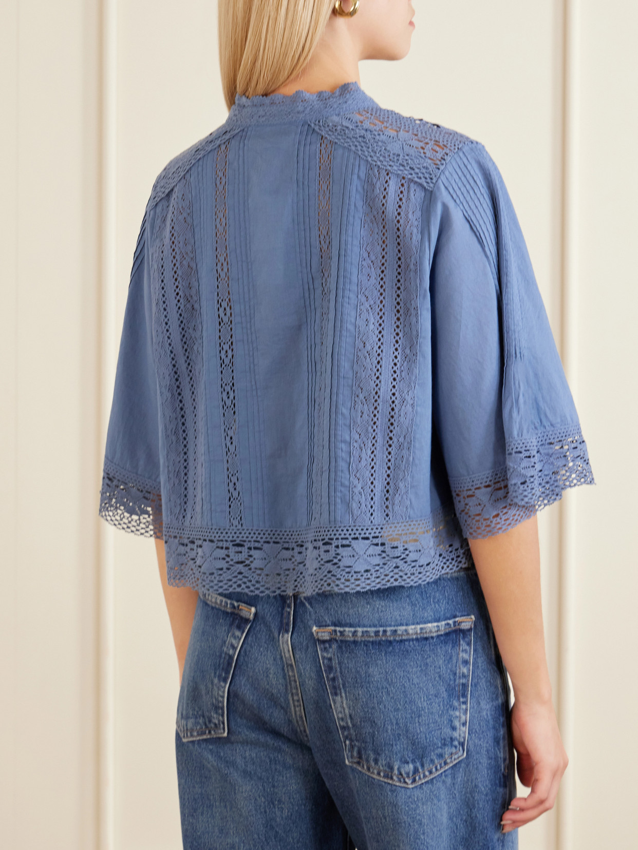 Pippa Crochet-Trimmed Cotton Blouse