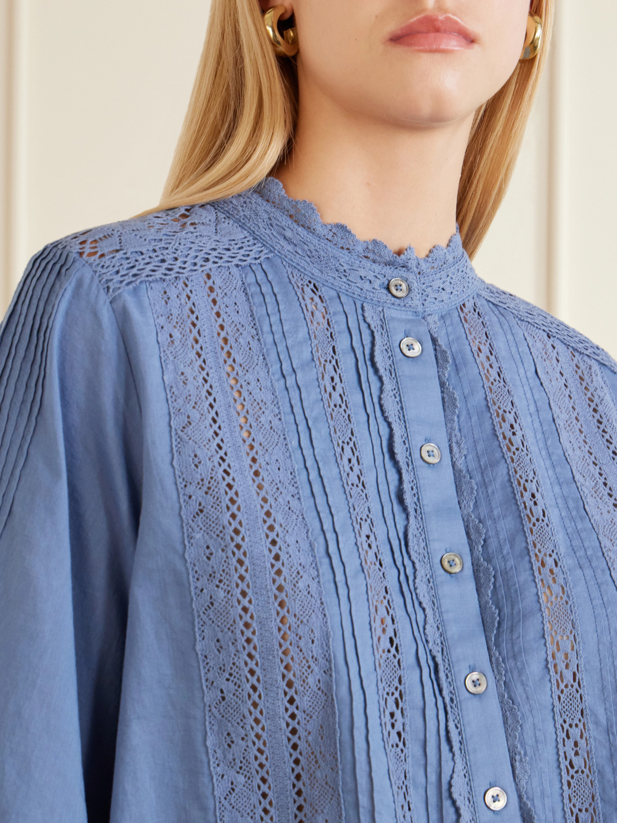 Pippa Crochet-Trimmed Cotton Blouse