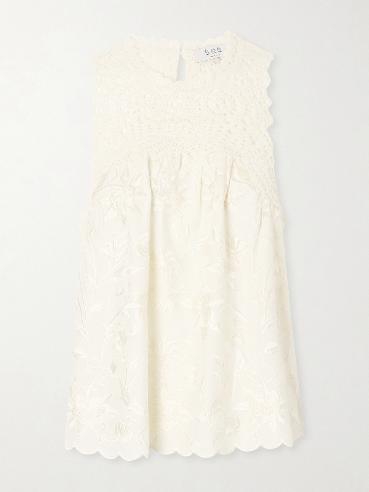 Sea Alina Lace-embroidered Satin Blouse In Neutrals