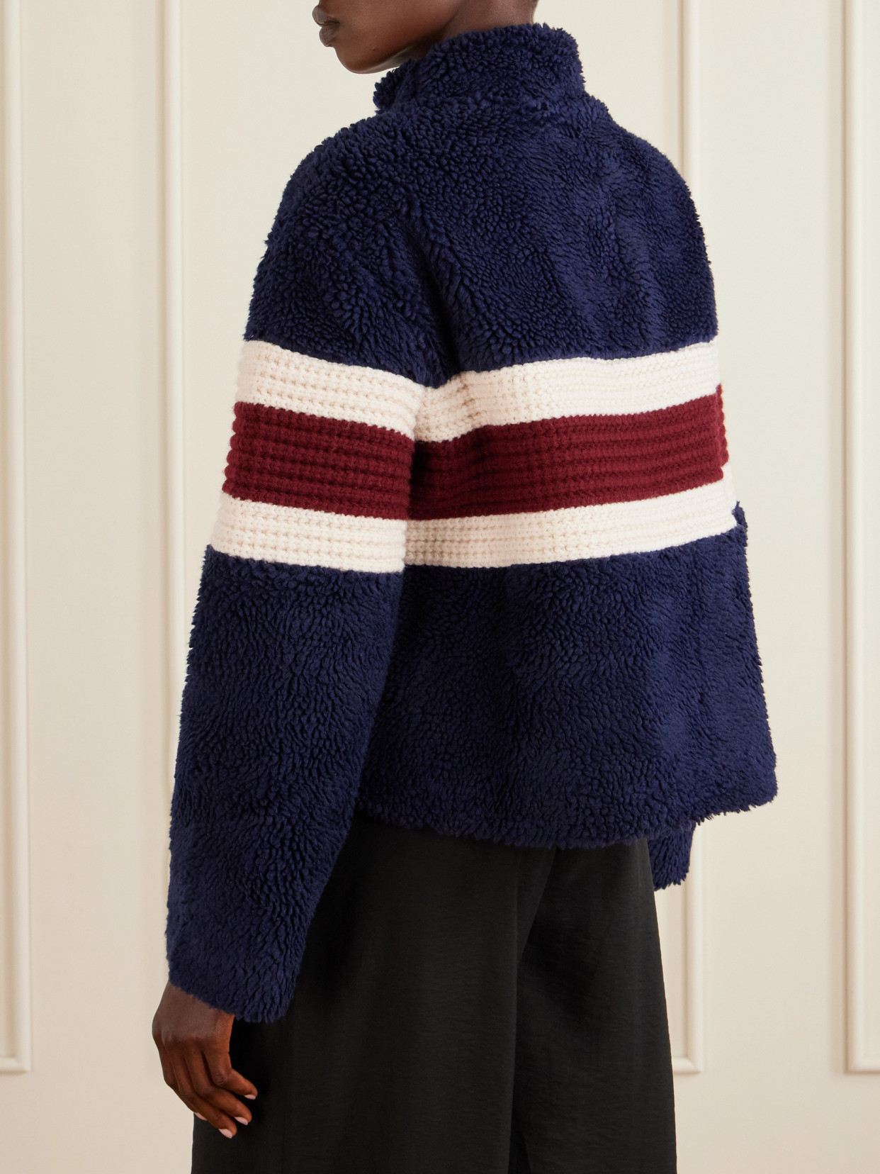 Georgie Striped Wool-Trimmed Fleece Jacket