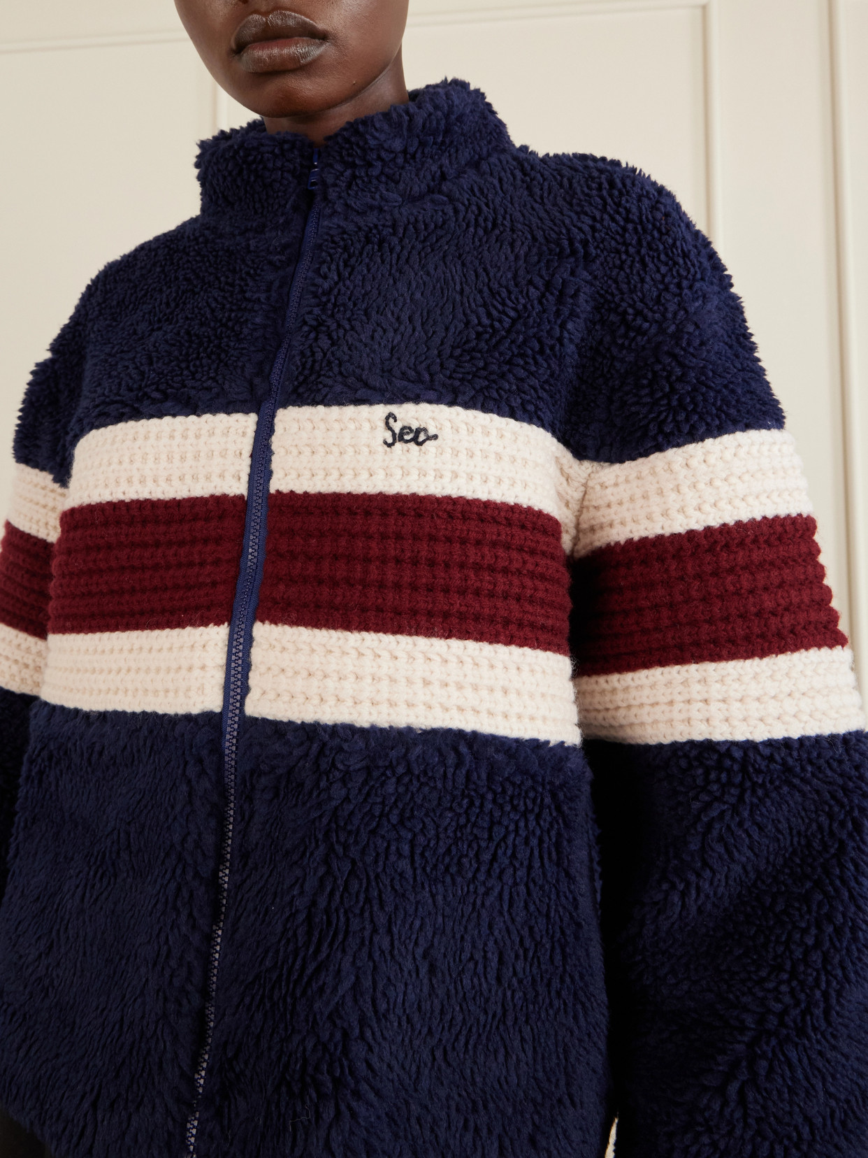 Georgie Striped Wool-Trimmed Fleece Jacket