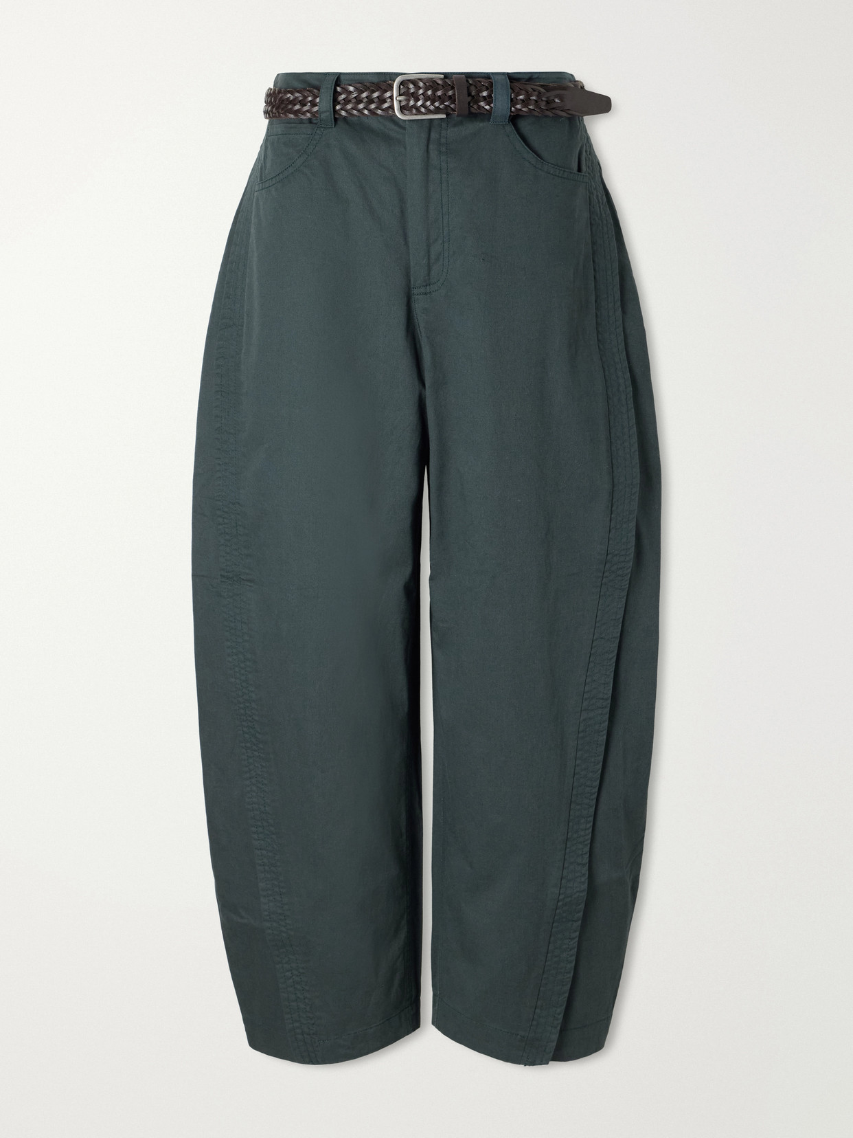 Sea Odessa Belted Cotton Wide-leg Pants In Green