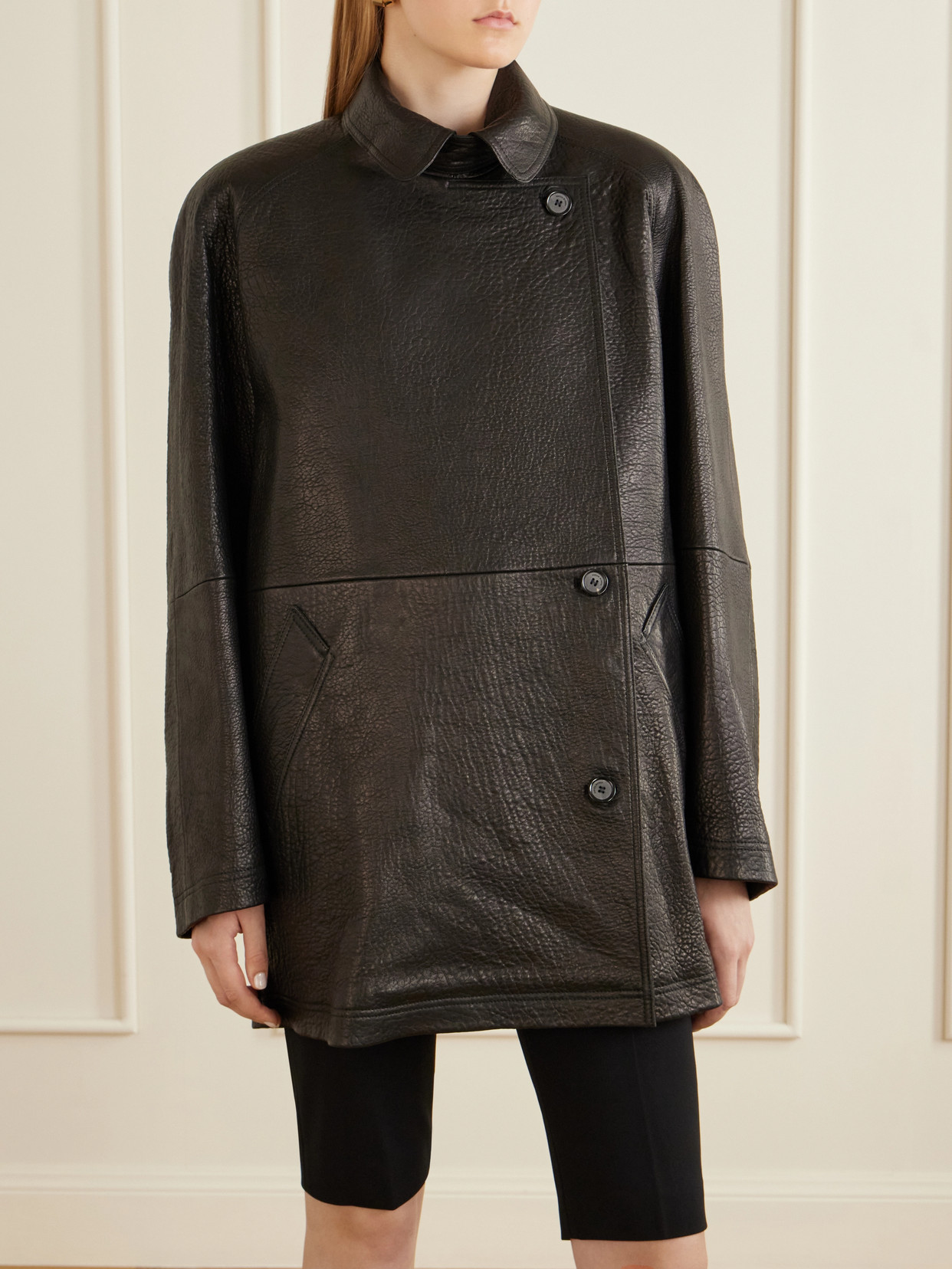 Textured-Leather Jacket