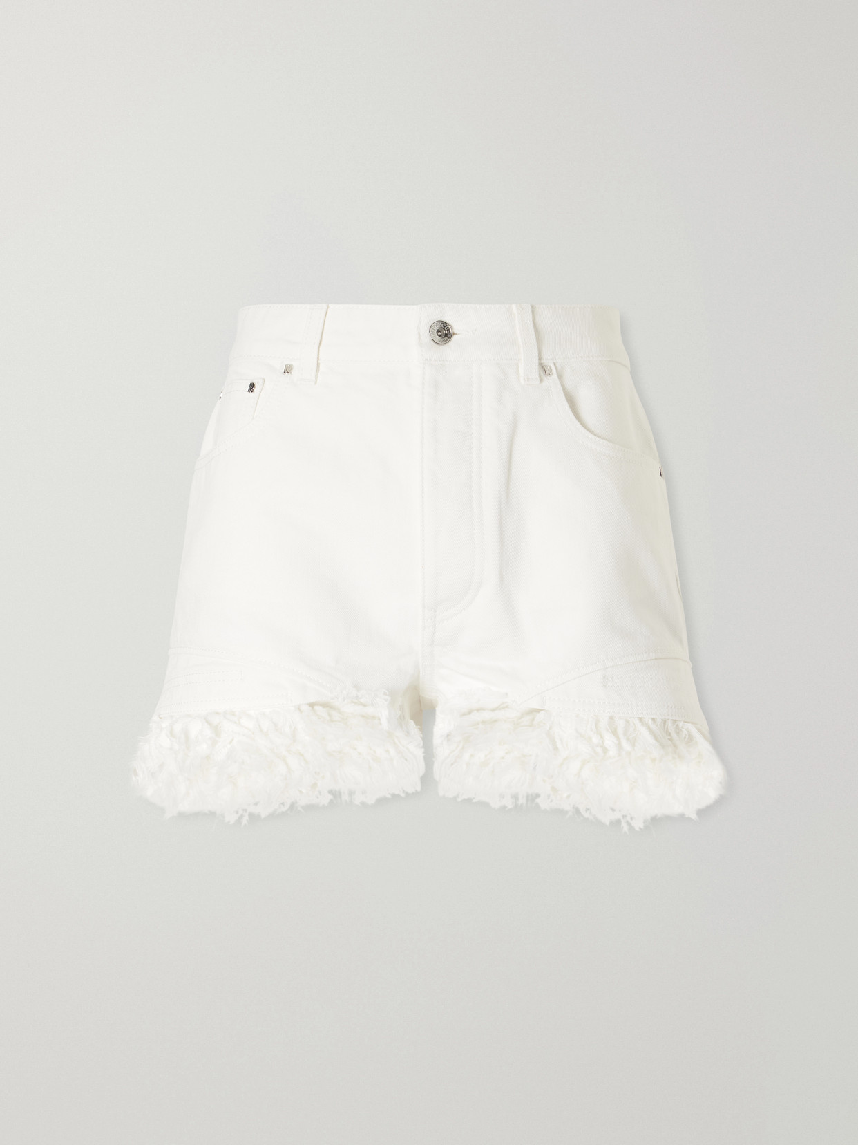 Rabanne Frayed Denim Shorts In Neutrals