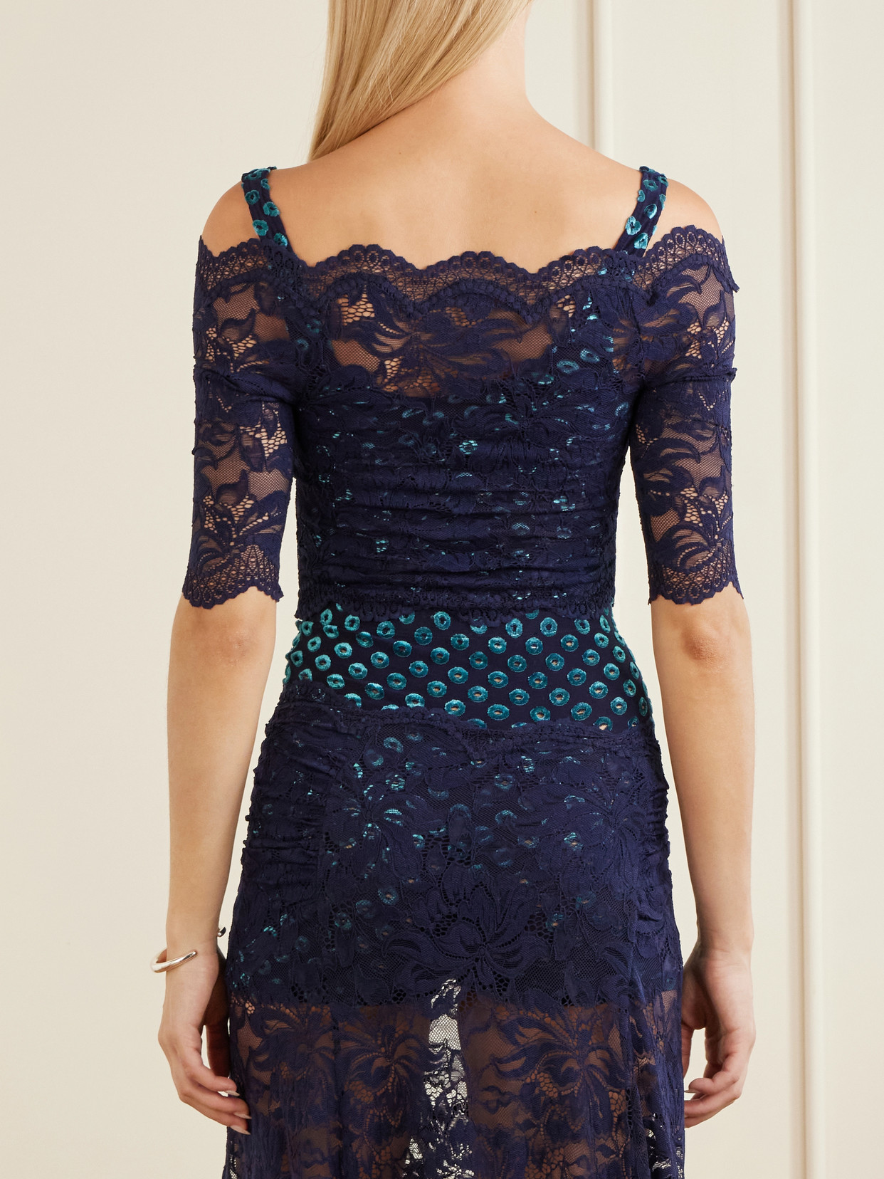 Rabanne Devoré Lace Blouse In Multi