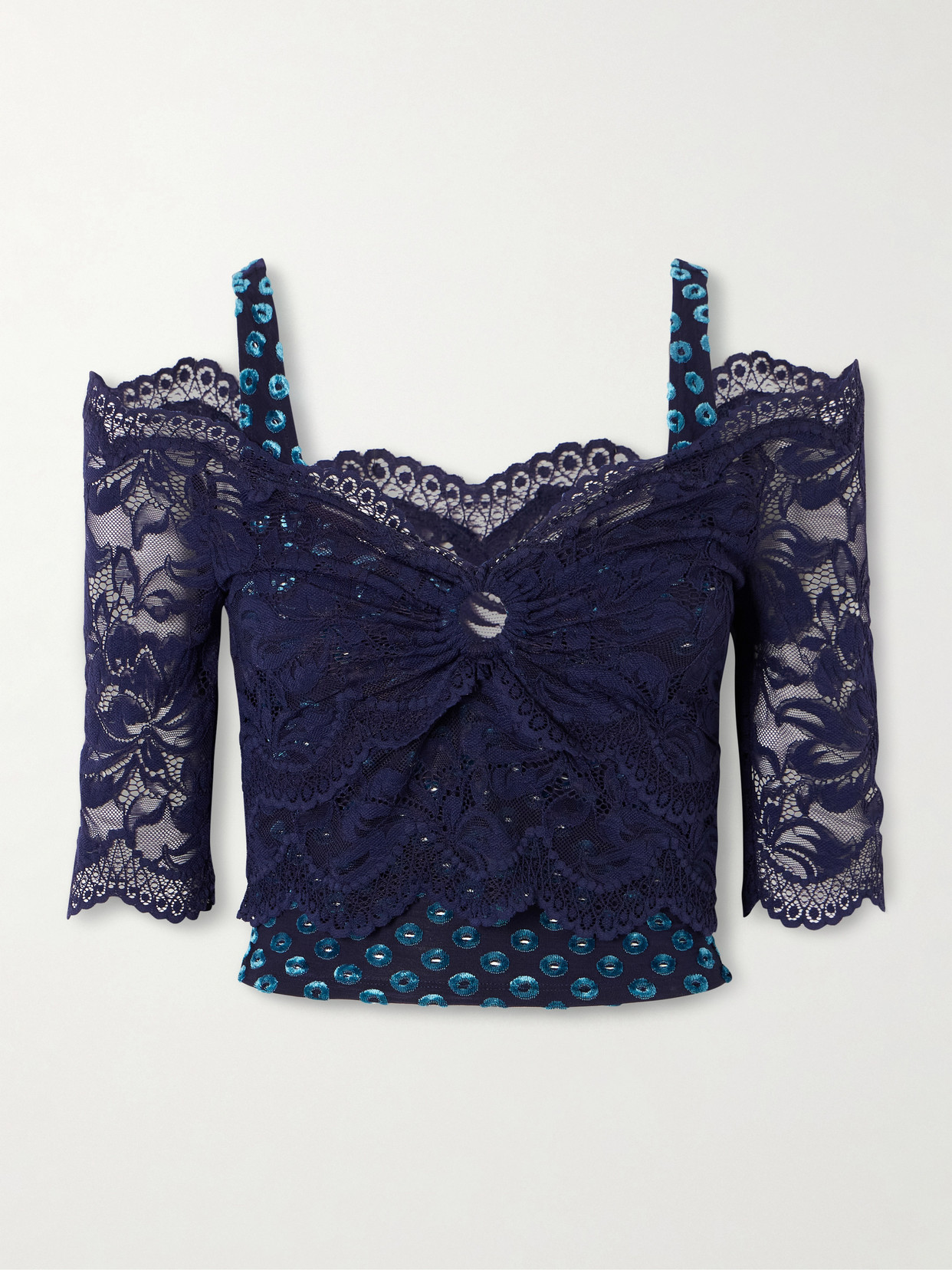 Rabanne Devoré Lace Blouse In Multi