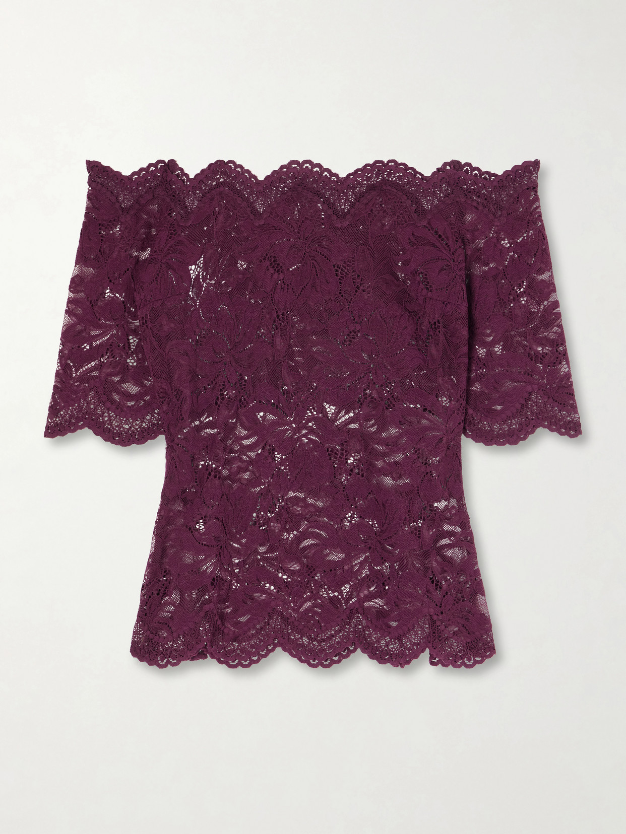 Rabanne Off-the-shoulder Lace Blouse In Purple