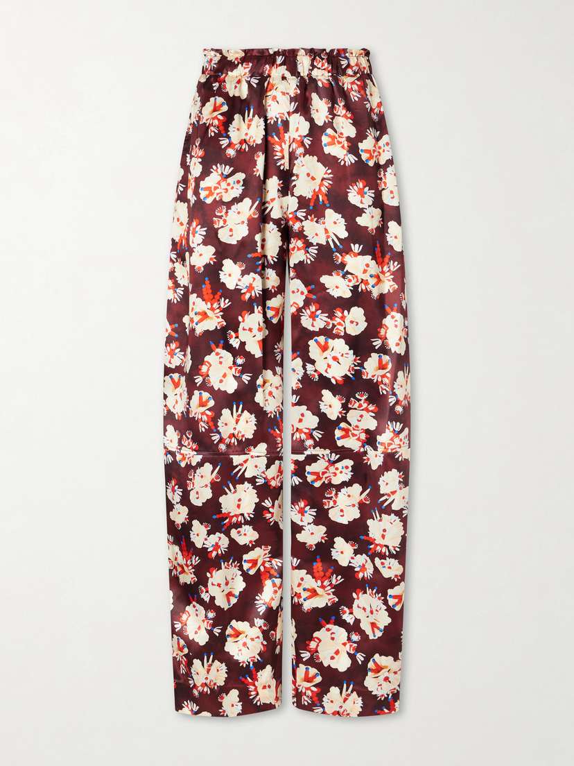 Rabanne Floral-print Wide-leg Silk Pants
