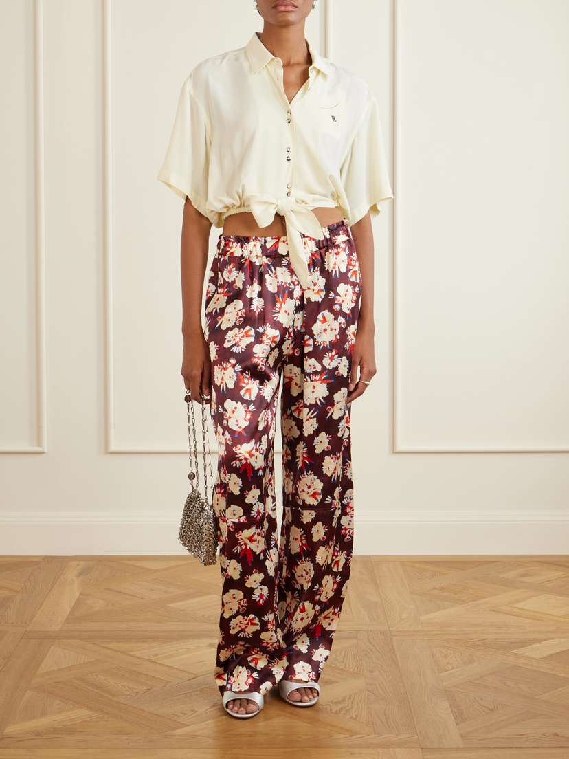 Rabanne Floral-print Wide-leg Silk Pants | Thumbnail 2