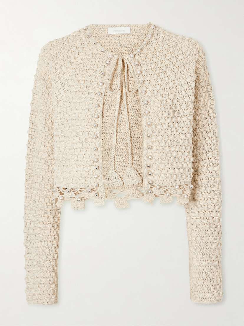Rabanne Embellished Crocheted Cotton Cardigan