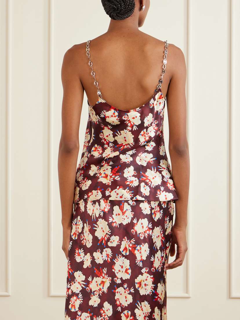Rabanne Chainmail-embellished Floral-print Silk Tank | Thumbnail 3 Rabanne Chainmail-embellished Floral-print Silk Tank | Thumbnail 3