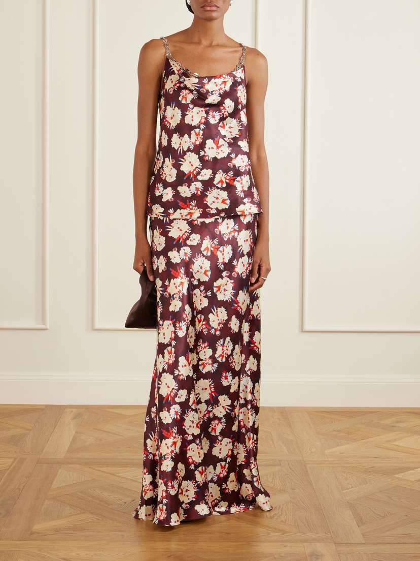 Rabanne Chainmail-embellished Floral-print Silk Tank | Thumbnail 2 Rabanne Chainmail-embellished Floral-print Silk Tank | Thumbnail 2
