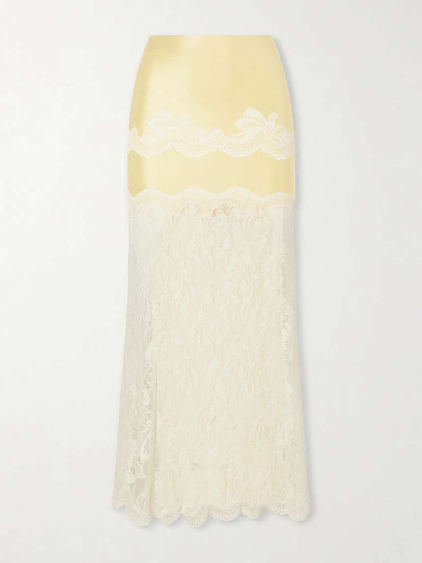 Rabanne Satin-jersey Lace-trimmed Maxi Skirt