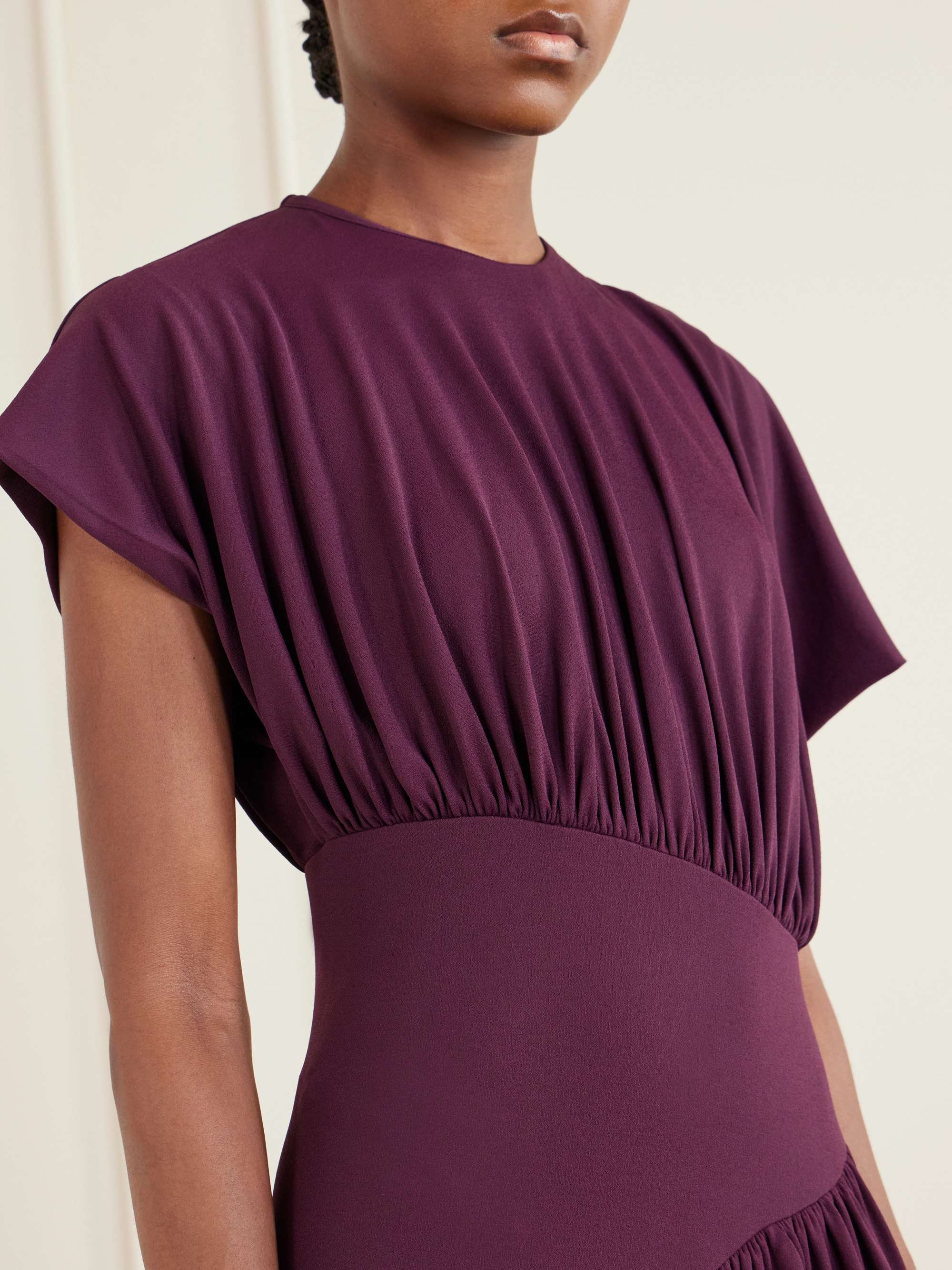 rabanne purple dress Rabanne Embellished Draped Viscose Gown in Purple