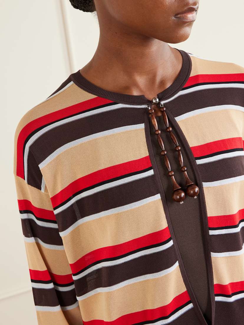 Rabanne Bead-embellished Striped Knitted Cardigan | Thumbnail 4