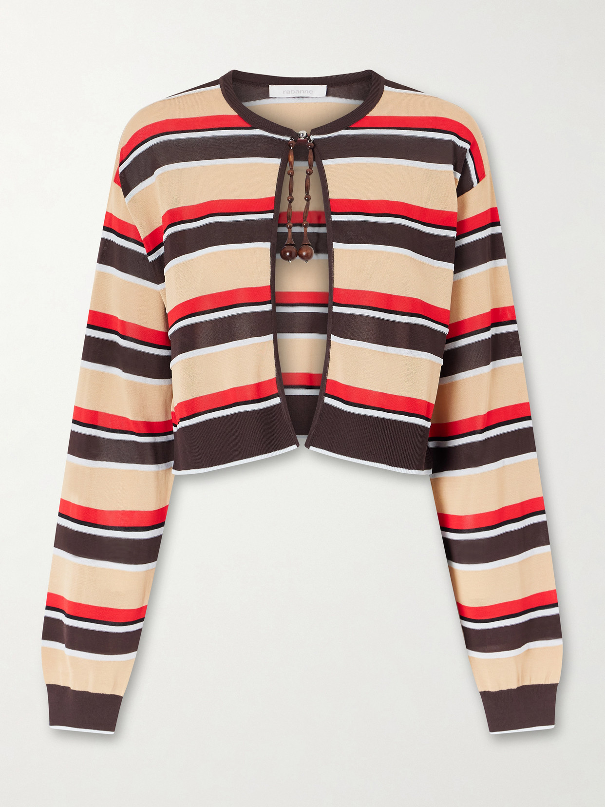 RABANNE - Bead-embellished Striped Knitted Cardigan - Multi