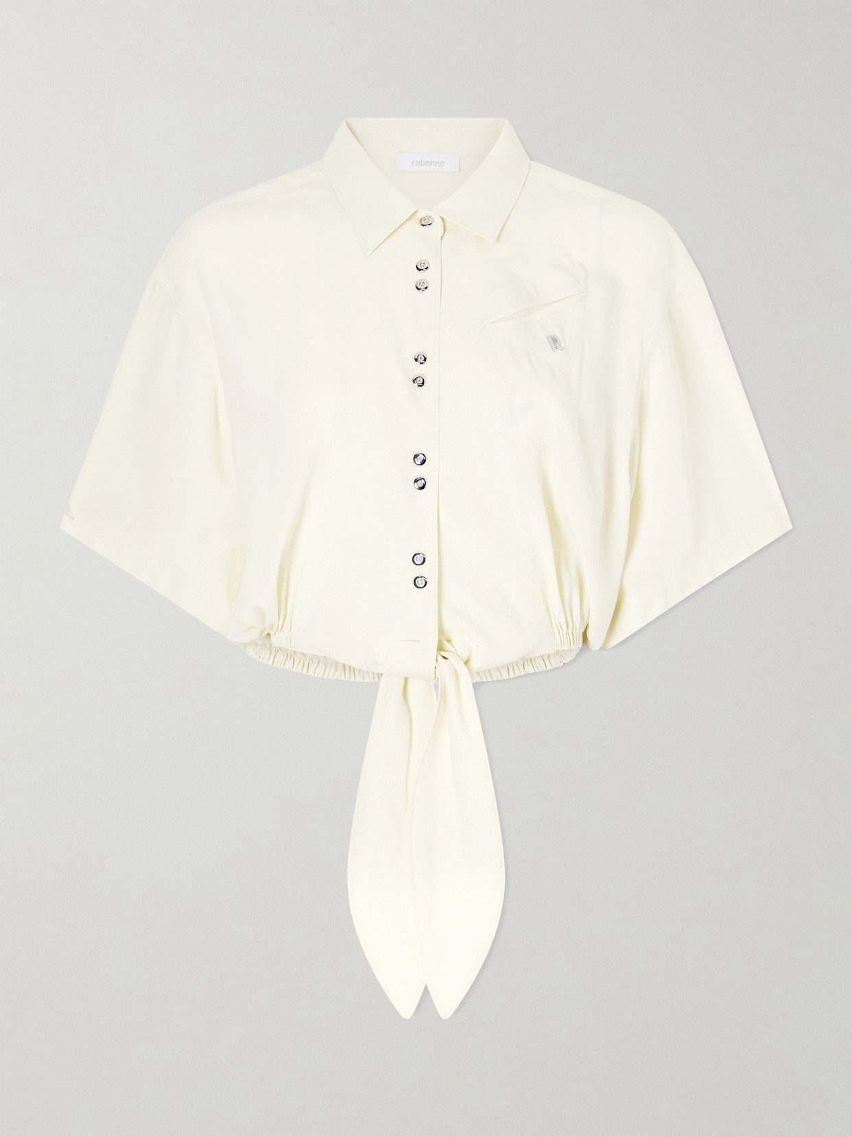 Rabanne Logo-embellished Knotted Blouse In Yellow