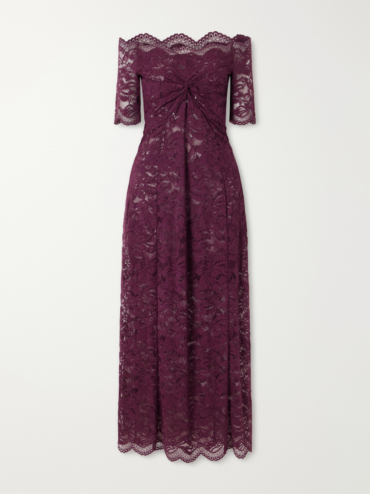 Ruched Lace Midi Dress
