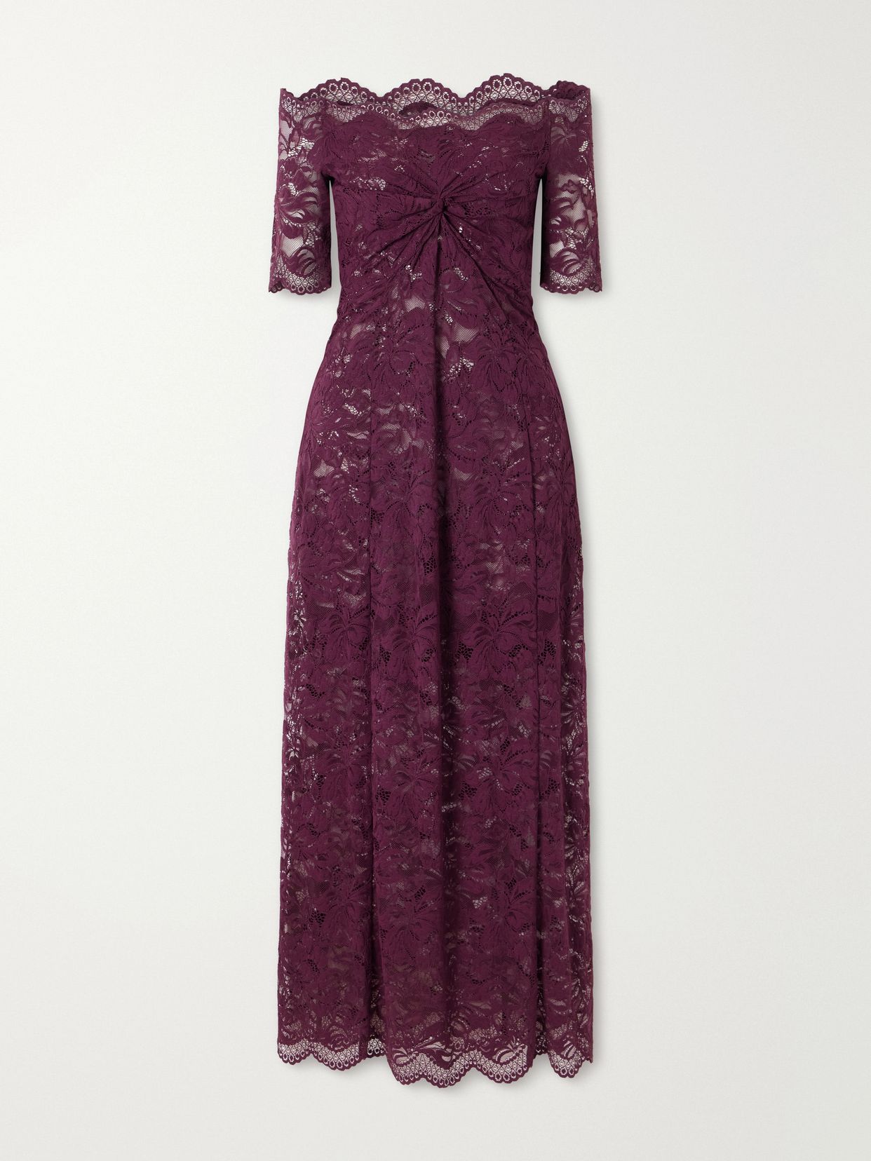 Ruched lace midi dress