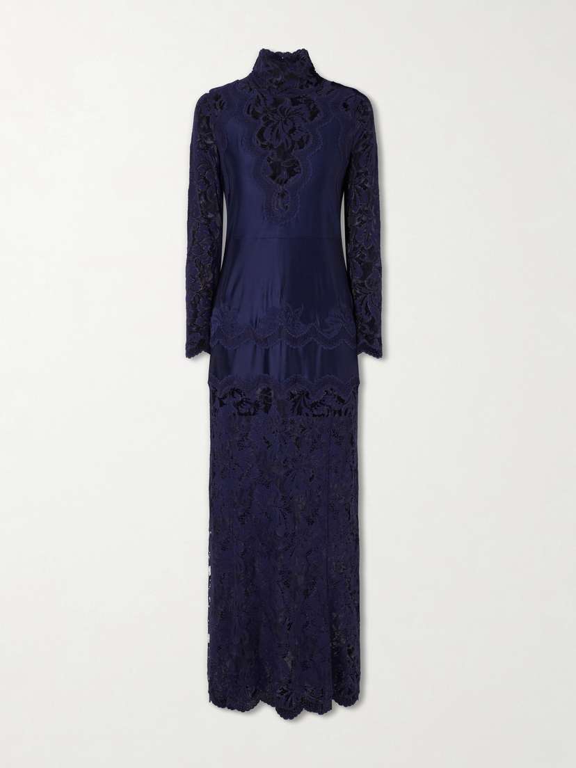 Rabanne Lace-trimmed Jersey Maxi Dress