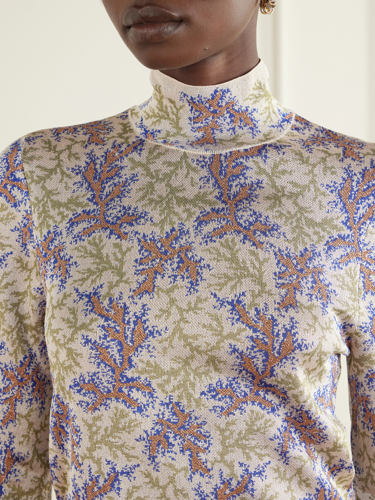 Intarsia-Knit Turtleneck Sweater