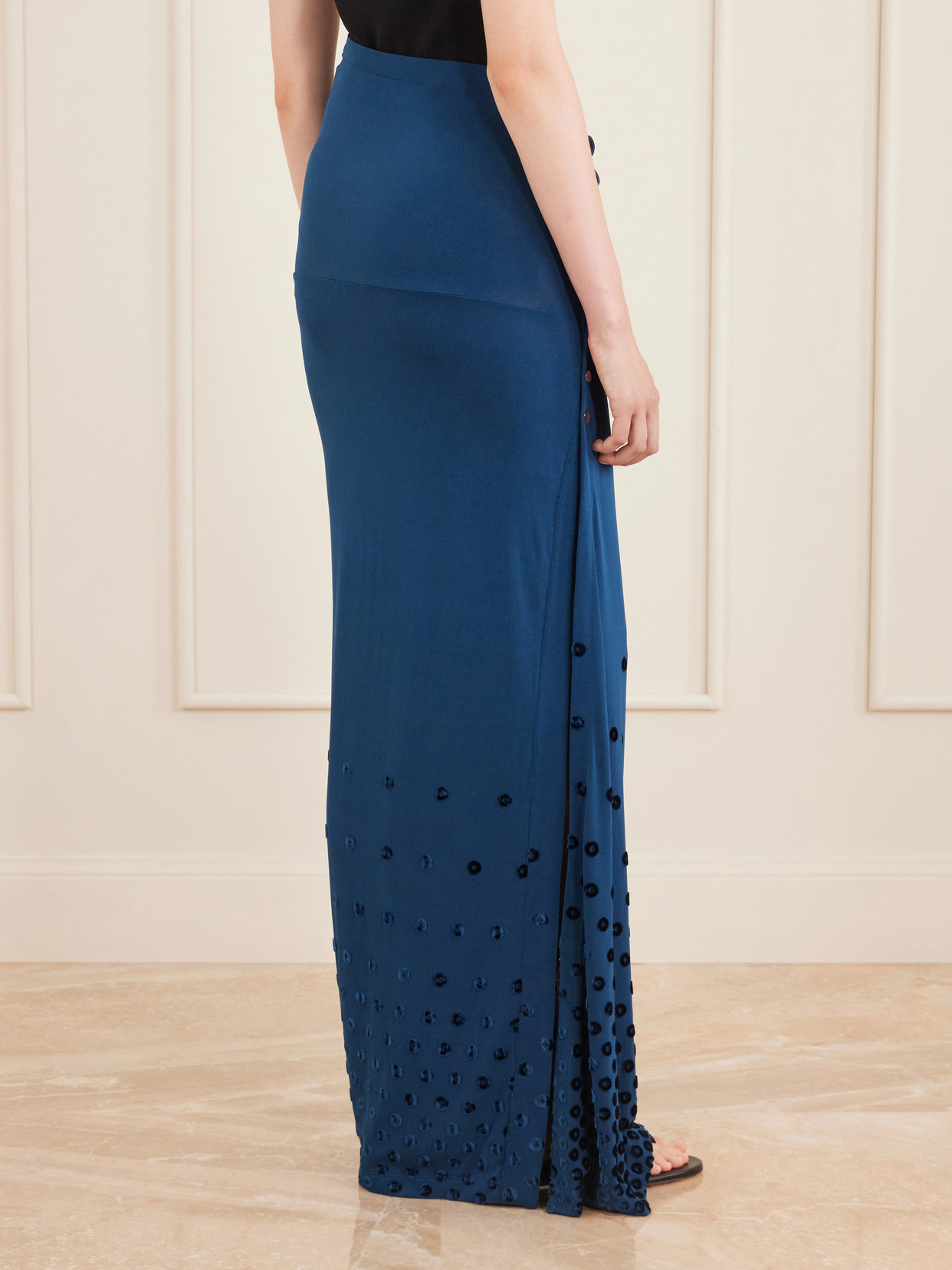 Gathered Flocked Jersey Maxi