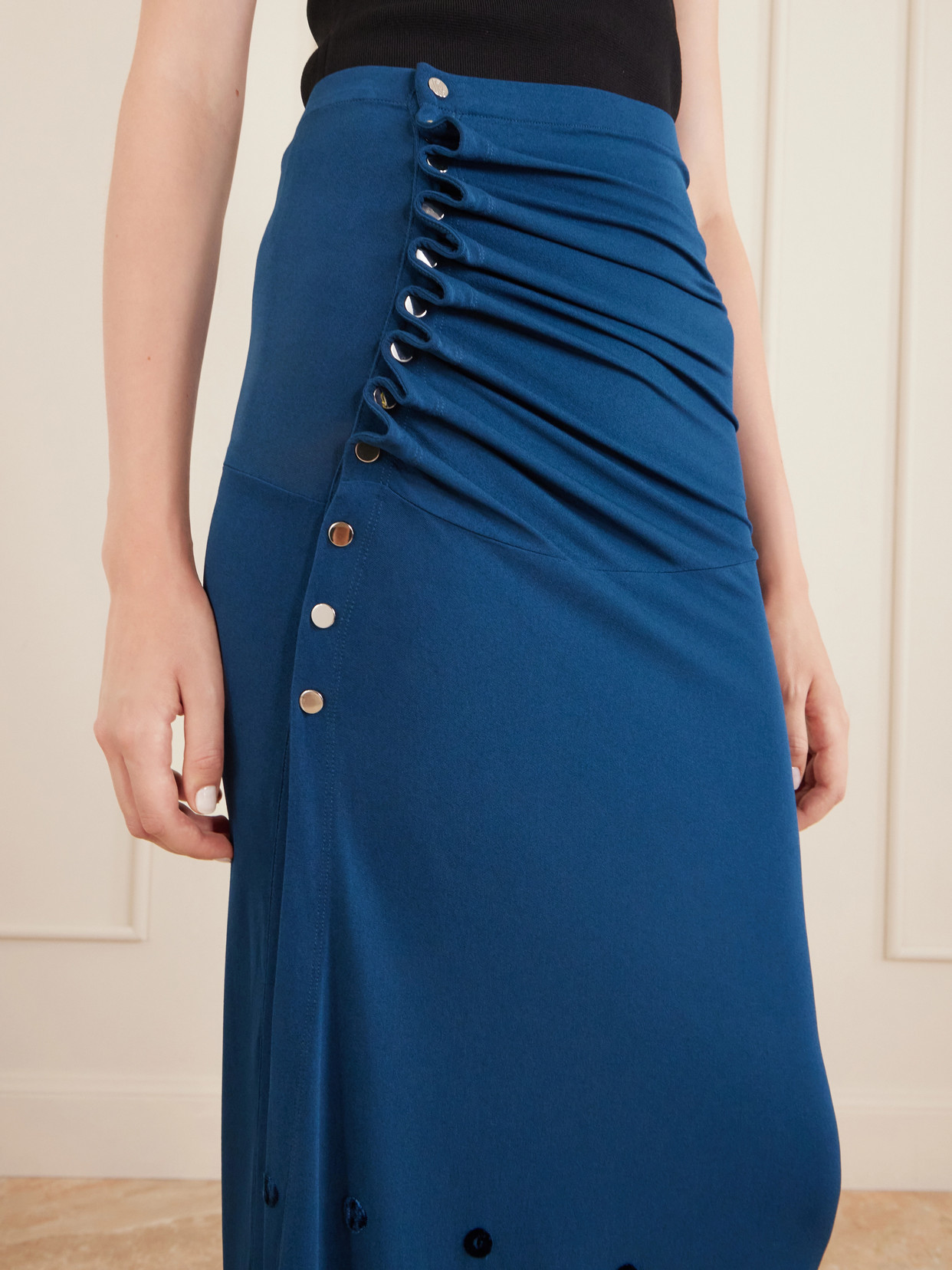 Gathered Flocked Jersey Maxi