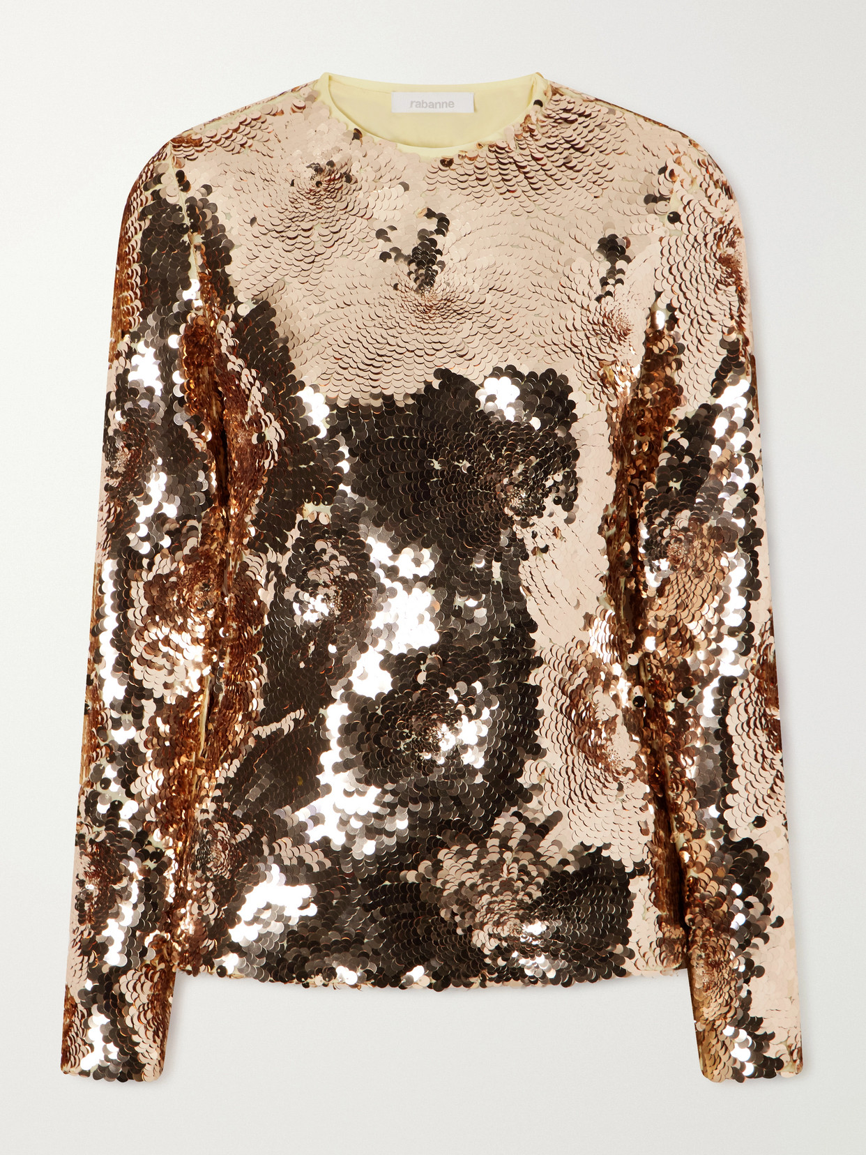 Rabanne Haut Sequined Tulle Blouse In Rose Gold