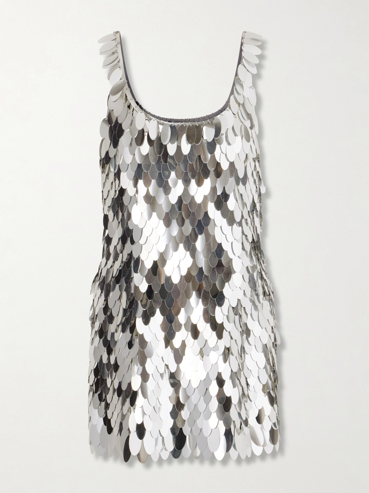 Rabanne Sequined Silver-tone Chainmail Mini Dress