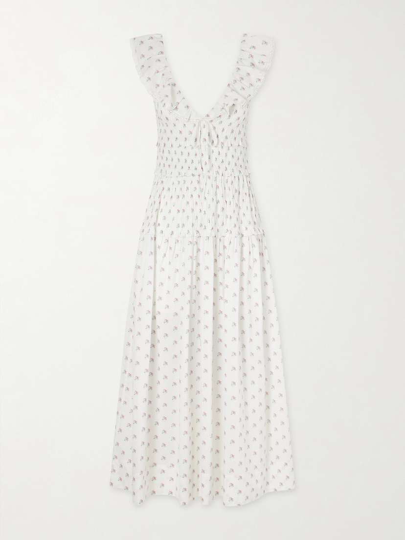 DÔEN Sorina Tiered Embroidered Floral-print Organic Cotton Midi Dress | Thumbnail 5 DÔEN Sorina Tiered Embroidered Floral-print Organic Cotton Midi Dress | Thumbnail 5