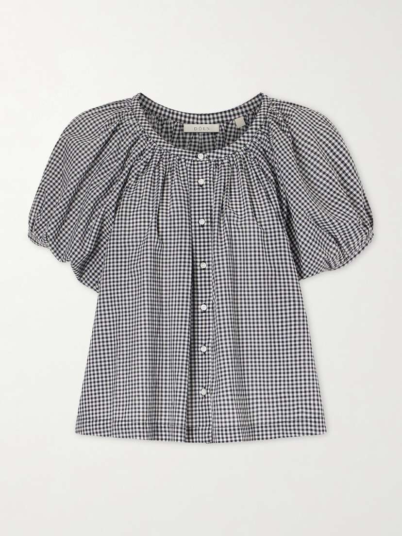 DÔEN June Gathered Checked Cotton Blouse | Thumbnail 5 DÔEN June Gathered Checked Cotton Blouse | Thumbnail 5