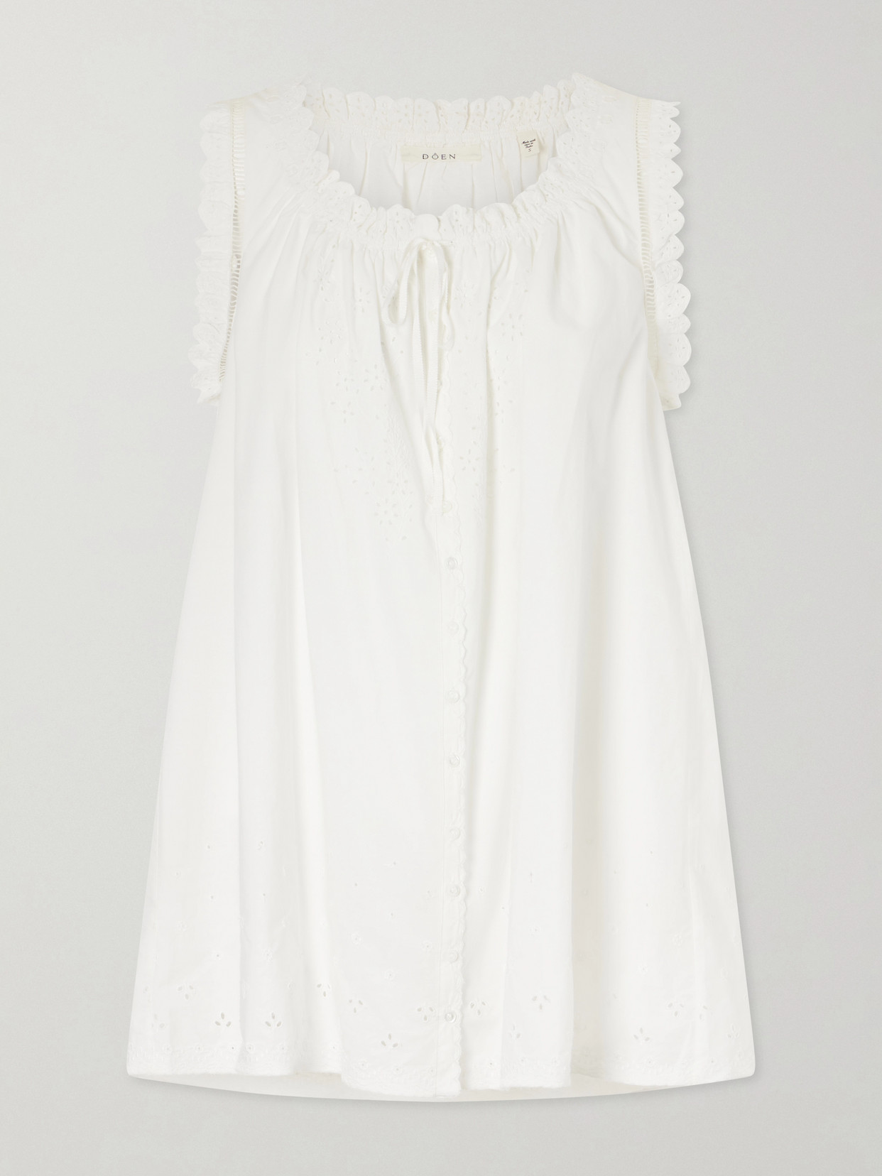 DÔEN - Nessie Broderie Anglaise Organic Cotton Mini Dress - White