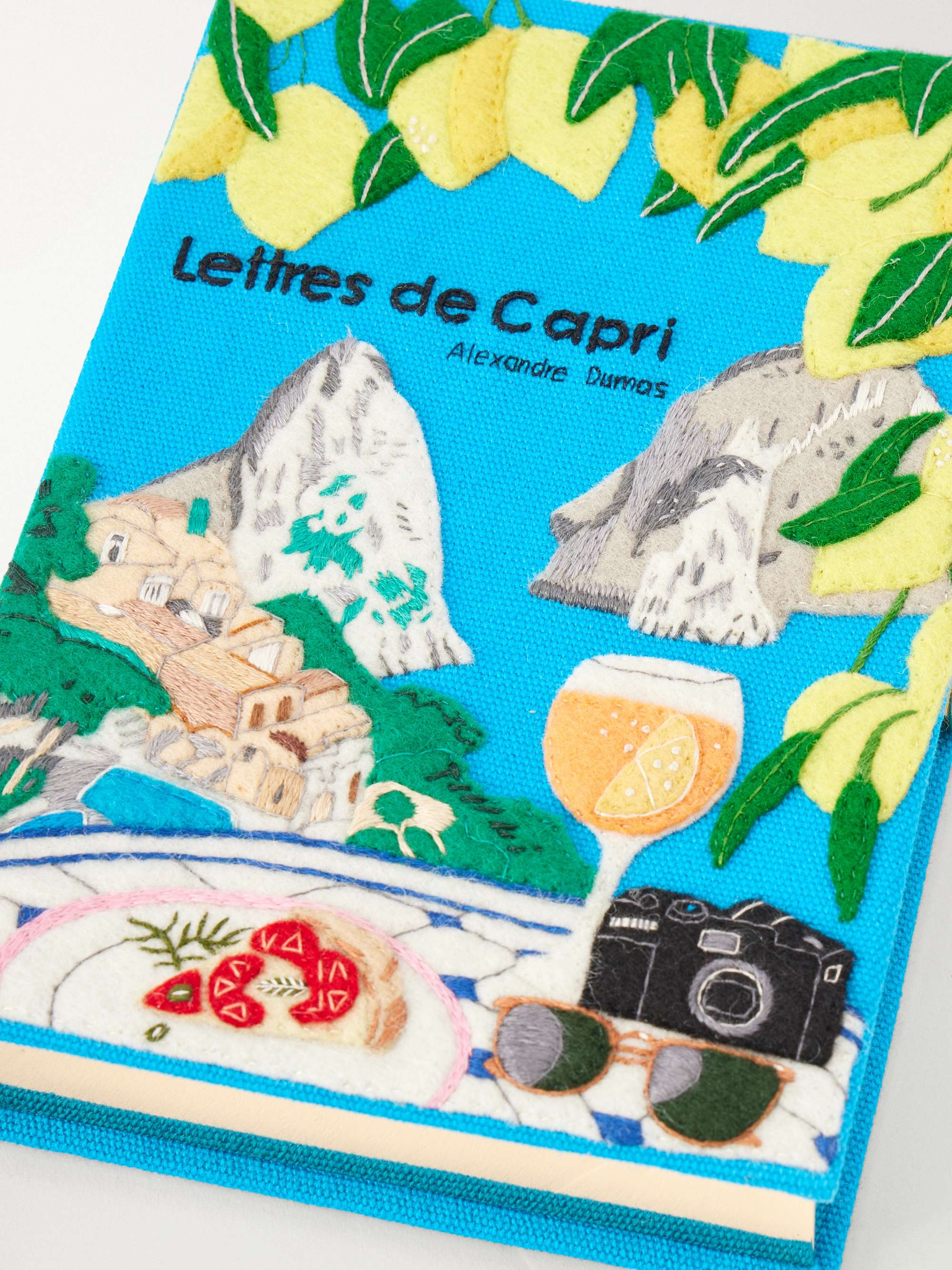 OLYMPIA LE-TAN Lettres de Capri embroidered canvas clutch | NET-A