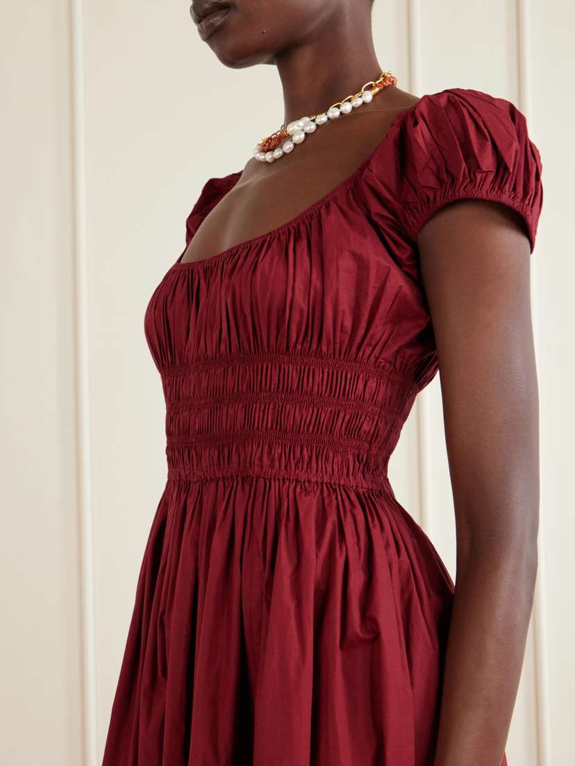 DÔEN Quinley Shirred Organic Cotton-voile Midi Dress | Thumbnail 4 DÔEN Quinley Shirred Organic Cotton-voile Midi Dress | Thumbnail 4