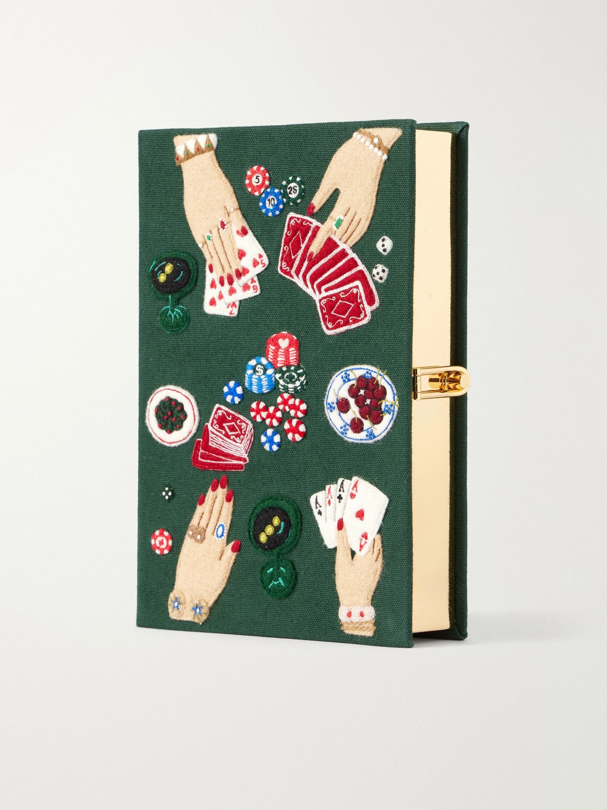 The Queen of Cards embroidered canvas clutch