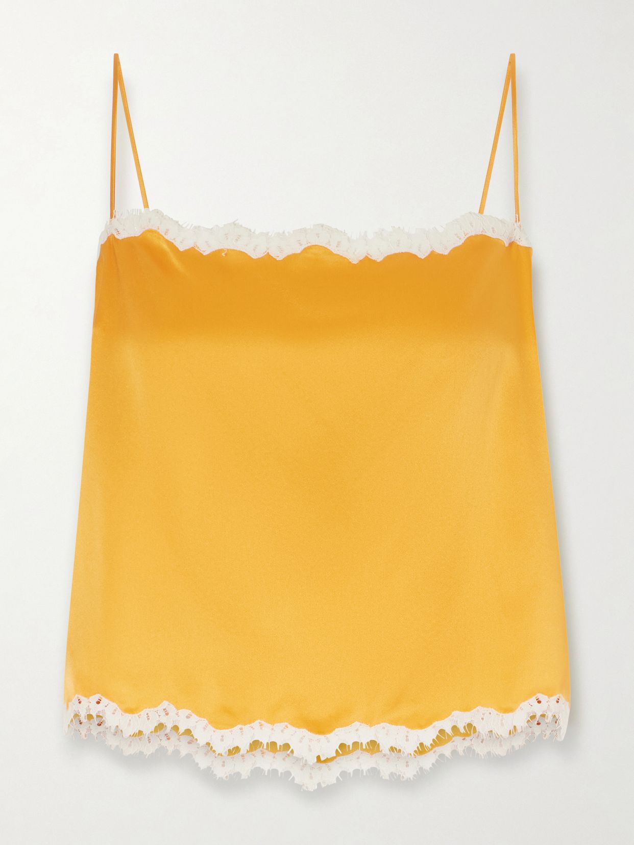 loure lace trimmed silk satin top