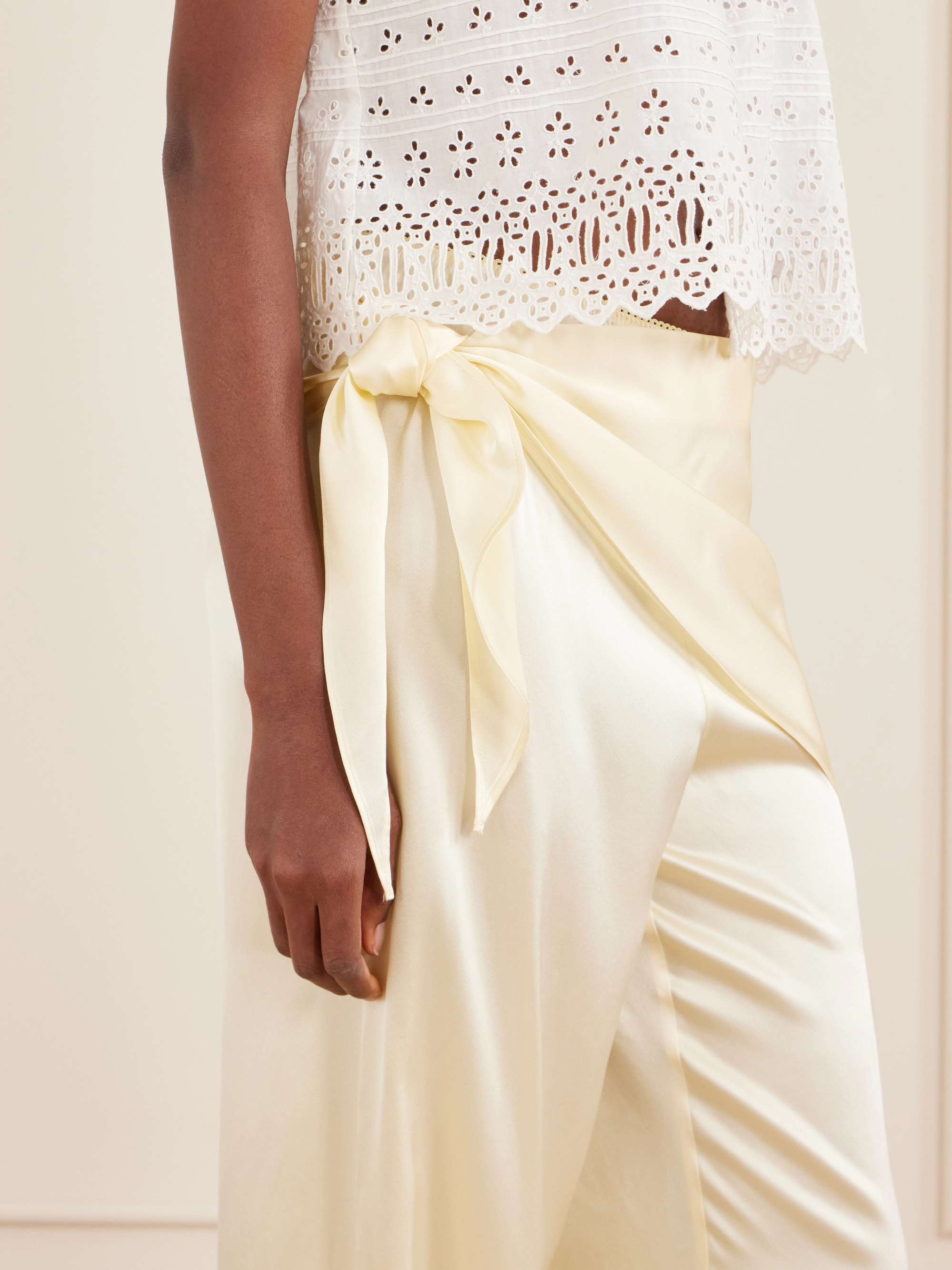 DÔEN Lavona tie-detailed silk-satin wide-leg pants | NET-A-PORTER